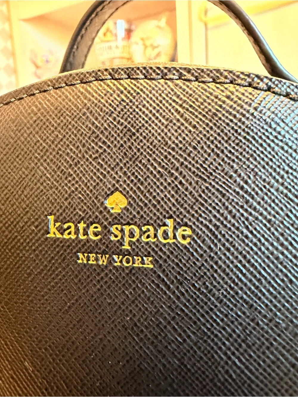 kate spade Black Leather Backpack with Glitter Base